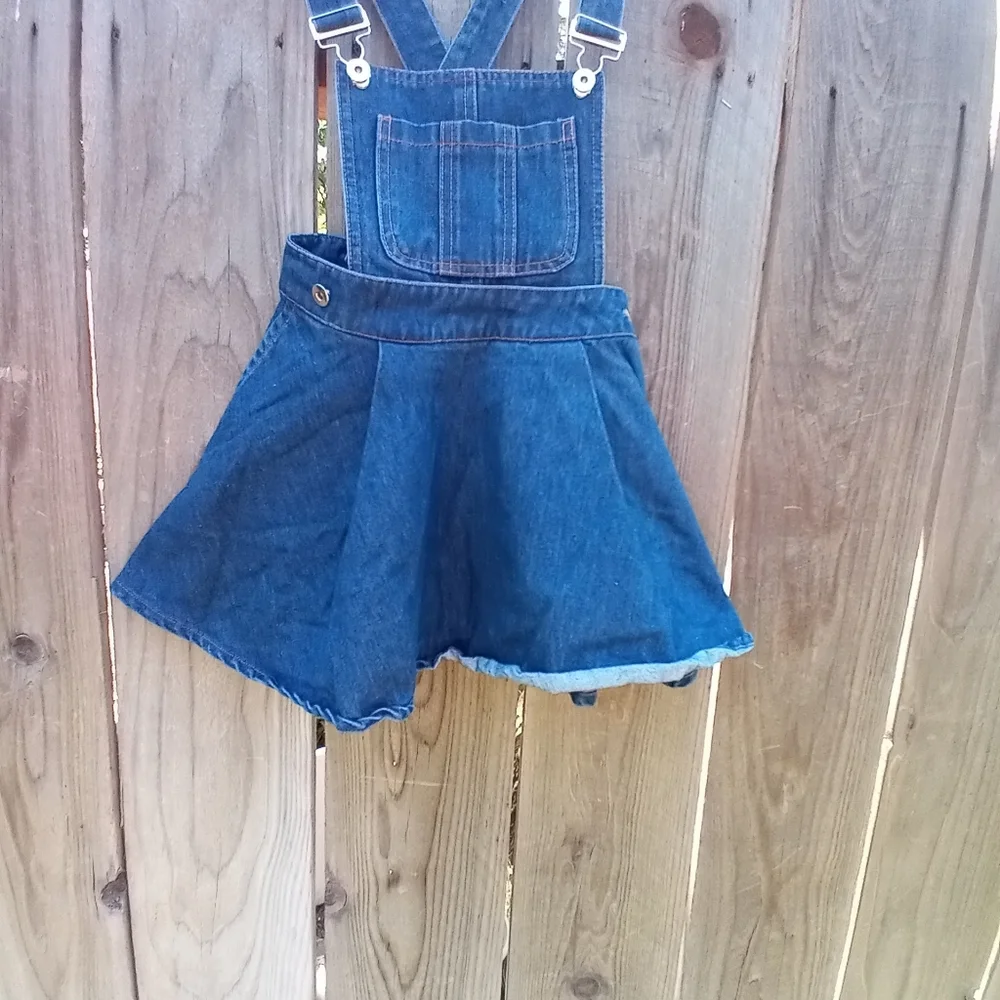Y2K Vintage American Apparel Denim Bib Overall Skater Skirt S Non-Stretch Flared